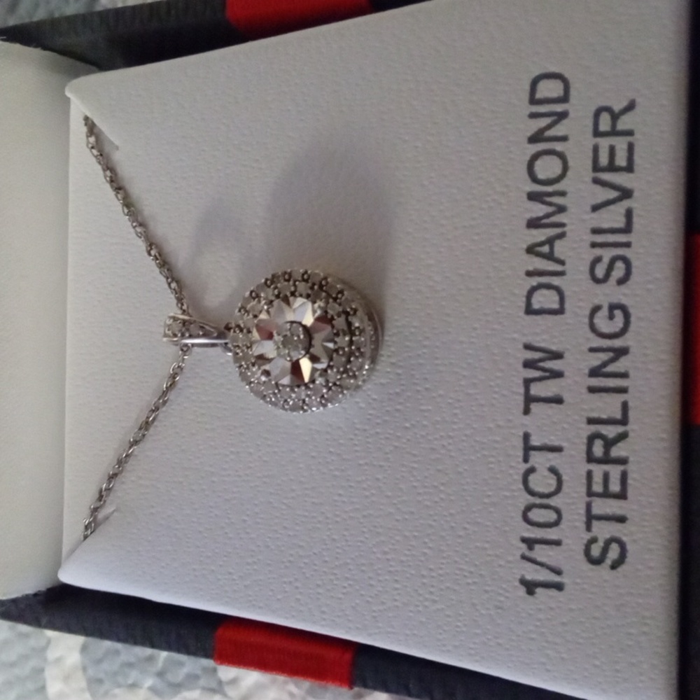 Diamond Necklace Sterling Silver Necklace